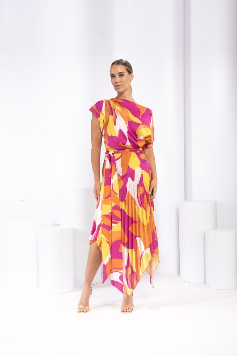 028 Tropical Satin – Mila Pleat Knee