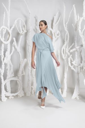 211 MILA PLEAT KNEE SATIN CREPE Duck 1